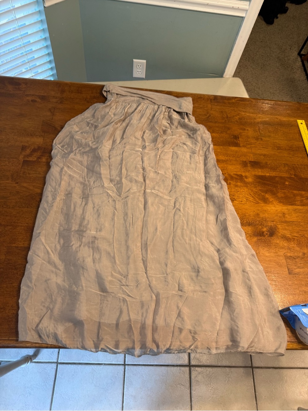 Giusy Made In Italy Silk Blend Maxi Skirt NWT Size Large Light Fango Taupe Grey